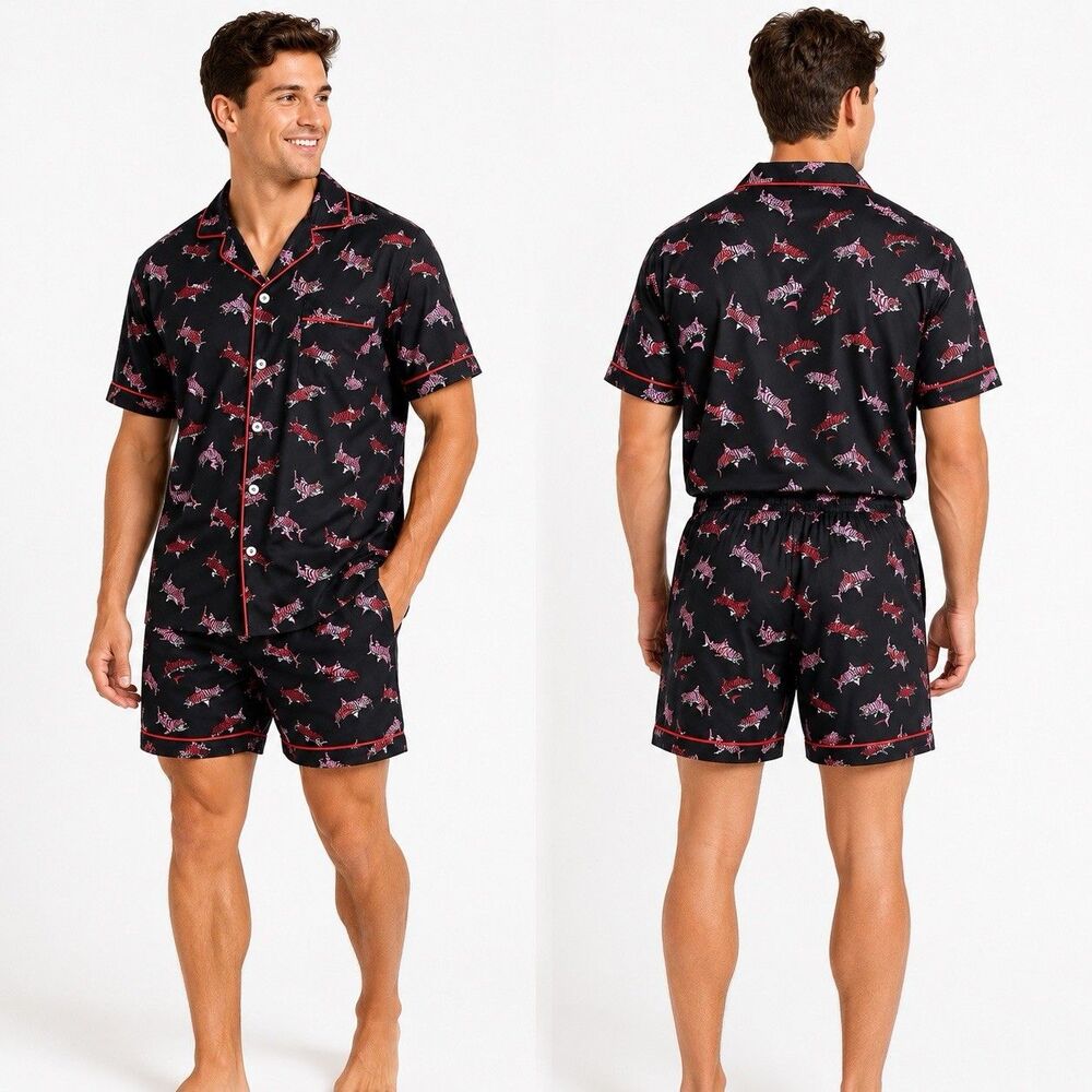 Chubbies "The Lions, Tigers and Sharks Oh My" Satin Sleep Shirt & Shorts Set M/S